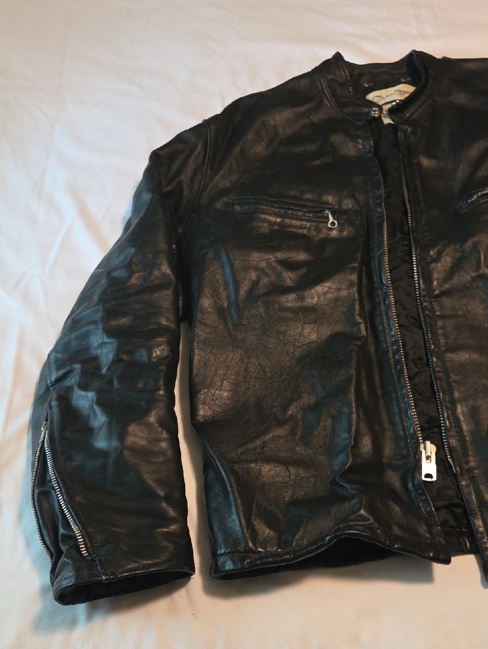 #H1025 Deerskin Men's Black Leather Zip-Front Jacket